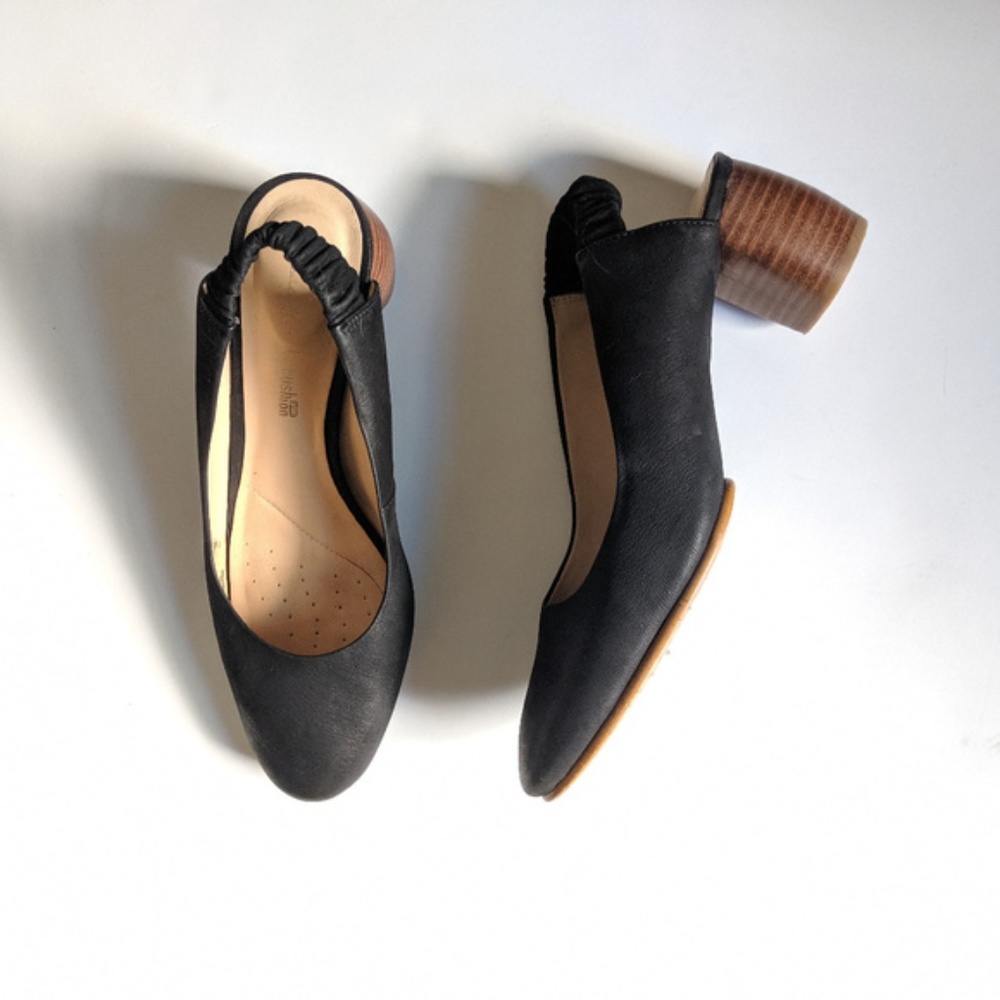 Clarks slingback block wooden heel Sz 7
